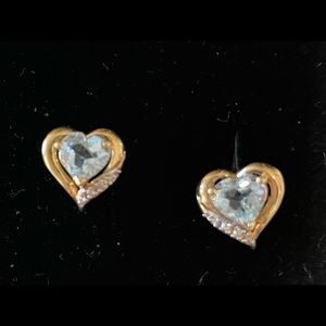 Aquamarine , gold diamond earrings